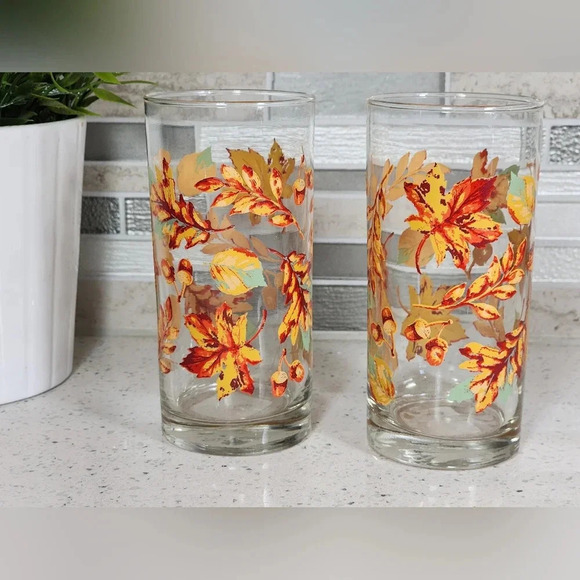 Set of 2 - Greenbrier Autumn Fall Leaves 16 oz - Picture 1 of 4